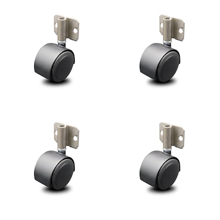 Service Caster 2.375 Inch Flat Black Hooded Urethane Twin Wheel Caster with Side Mount Set SCC SCC-GR02S60D-NYU-FB-716X78-CB180-4